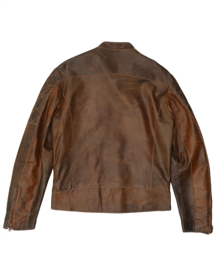 Vintage Ανδρικό Δερμάτινο Μπουφάν UK 36 Small Brown Δερμάτινο