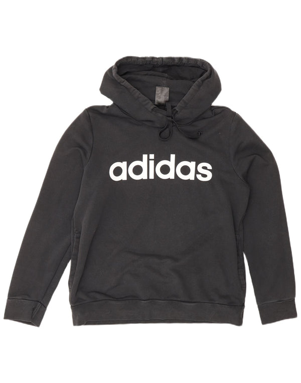 Γυναικείο γραφικό φούτερ Adidas Jumper UK 16/18 μεγάλο μαύρο βαμβακερό