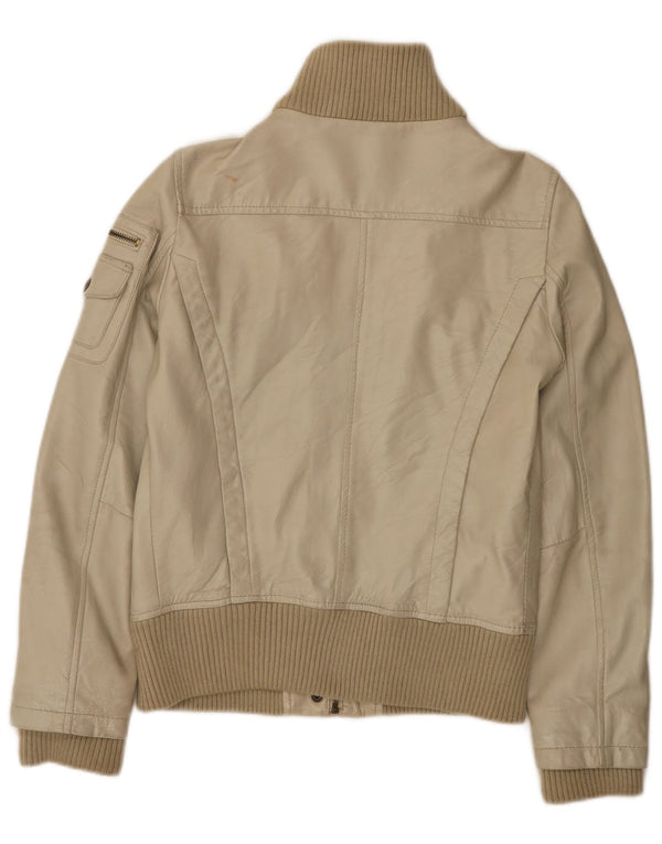 Mango Γυναικείο Δερμάτινο Μπουφάν UK 12 Medium Beige