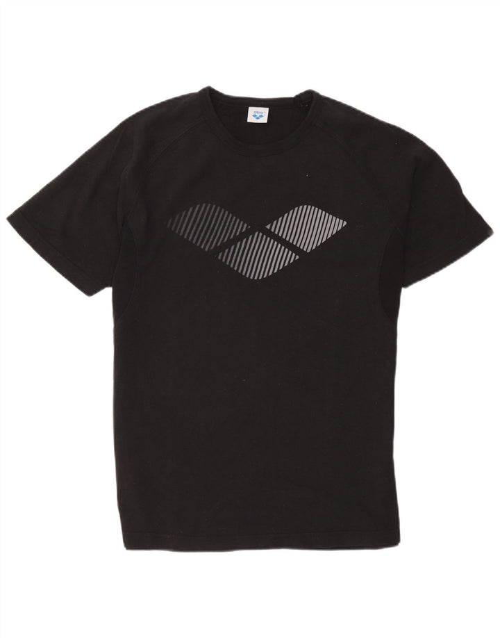Ανδρικό γραφικό T-Shirt Arena Top Μεσαίο Μαύρο Βαμβακερό