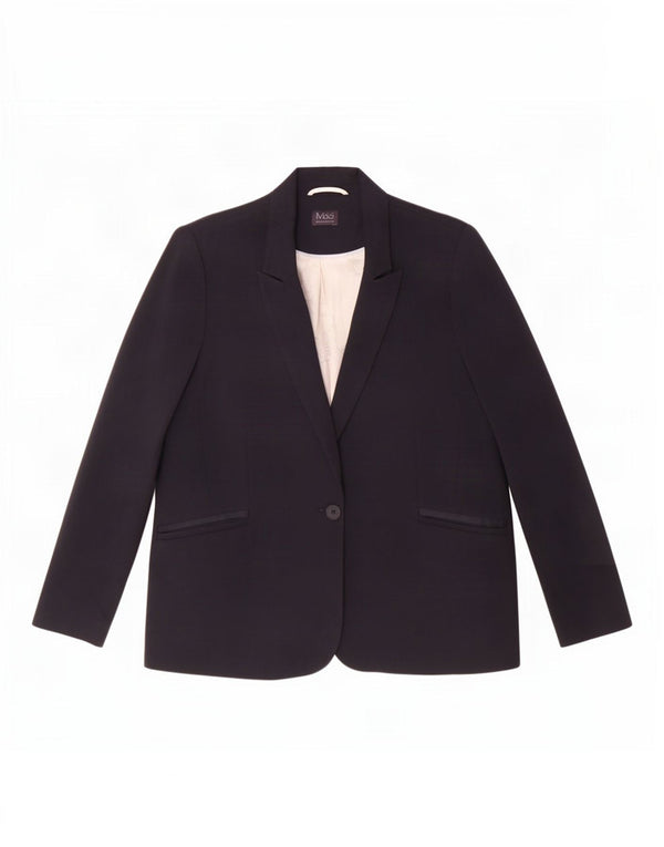 Marks & Spencer Γυναικείο μπουφάν σακάκι με 1 κουμπί UK 20 2XL Navy Blue Polyester