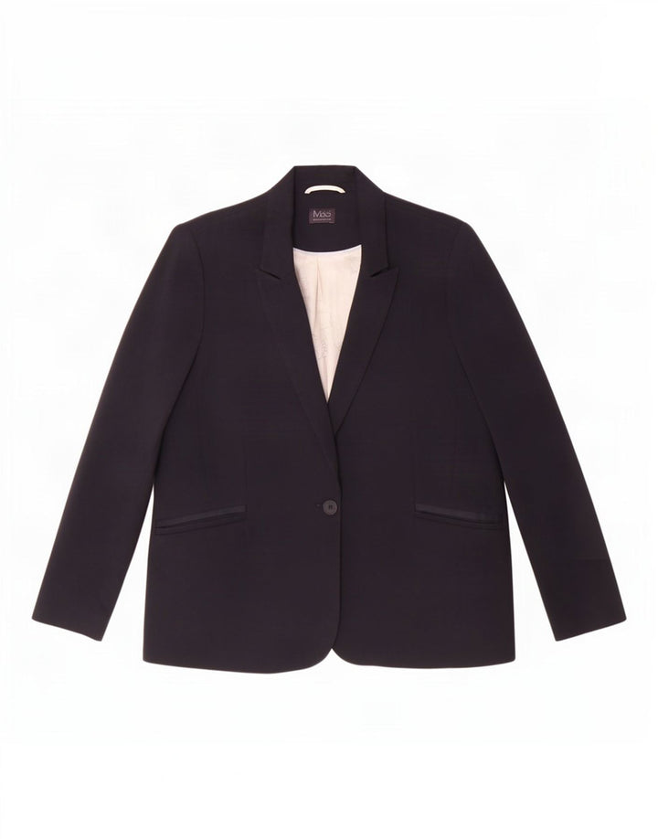 Marks & Spencer Γυναικείο μπουφάν σακάκι με 1 κουμπί UK 20 2XL Navy Blue Polyester