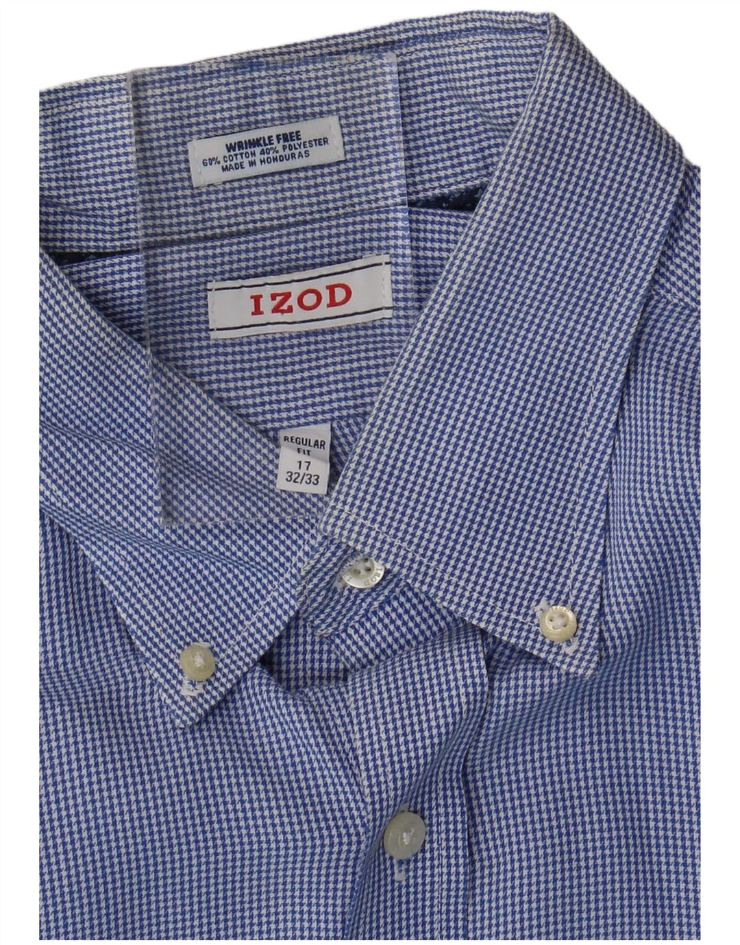 Ανδρικό πουκάμισο Izod Checked Regular Fit Size 17 XL Blue Houndstooth βαμβακερό
