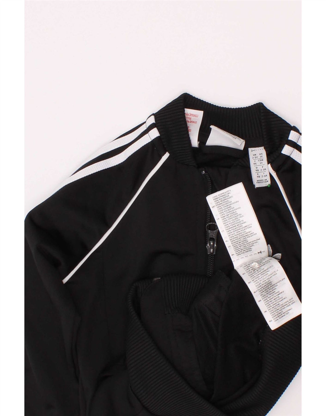 Adidas Boys Tracksuit Top Jacket 2-3 Years Black Polyester