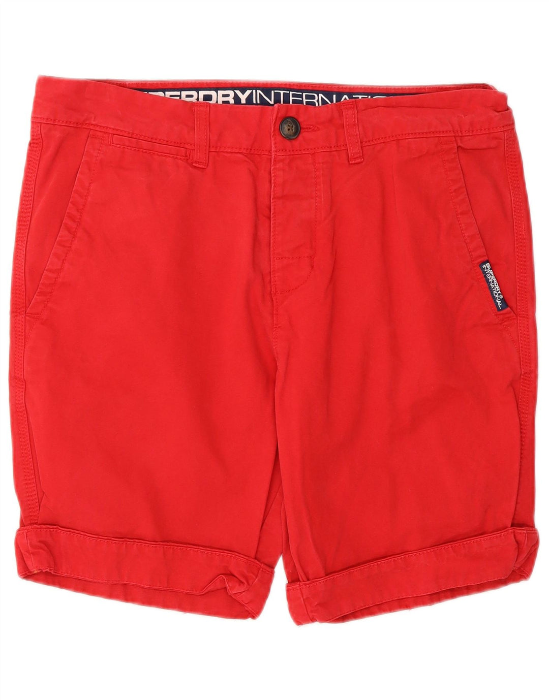 Ανδρικό σορτς Chino SUPERDRY μεσαίο W32 κόκκινο βαμβακερό