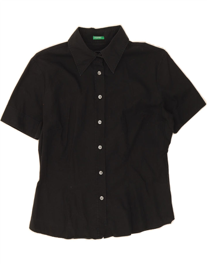 BENETTON Womens Short Sleeve Shirt UK 16 Large Black Vintage Benetton and Second-Hand Benetton from Messina Hembry 