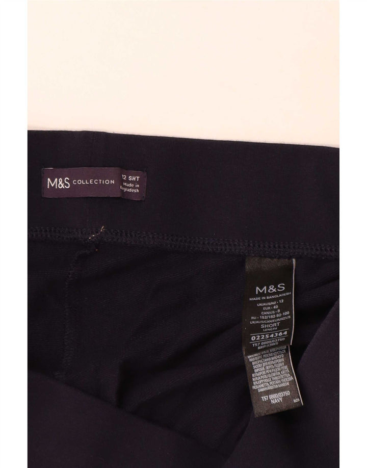 Marks & Spencer Γυναικεία φόρμα παντελόνια UK 12 Medium Navy Blue Cotton
