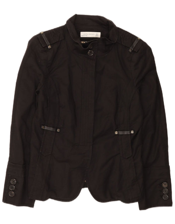 Zara Γυναικείο Military Blazer Jacket UK 18 XL Μαύρο βαμβακερό