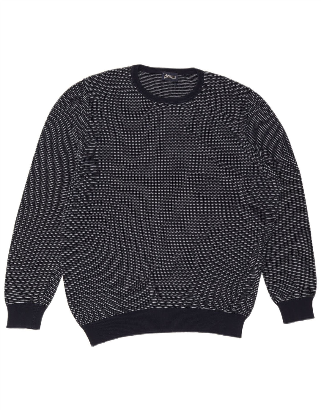 HERNO Ανδρικό πουλόβερ με λαιμόκοψη IT 52 Μεγάλο μπλε βαμβακερό