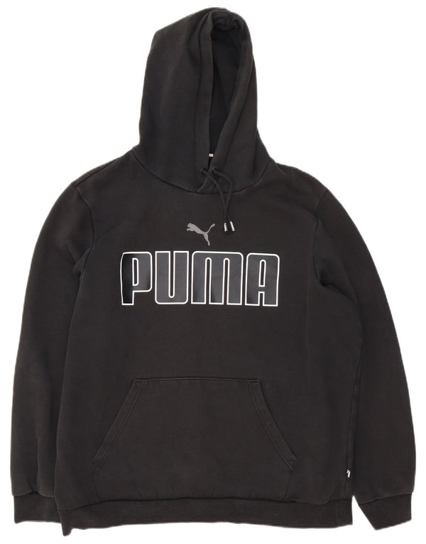 Ανδρικό γραφικό φούτερ με κουκούλα Puma XL, μαύρο βαμβακερό