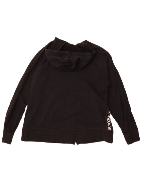 Γυναικείο πουλόβερ Nike με φερμουάρ με κουκούλα UK 6 XS μαύρο βαμβακερό