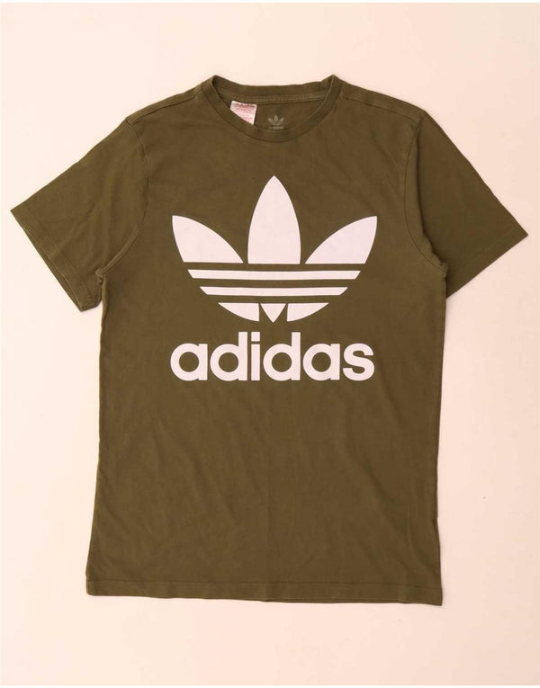 Γραφικό T-Shirt Adidas Boys Top 15-16 ετών Χακί βαμβακερό