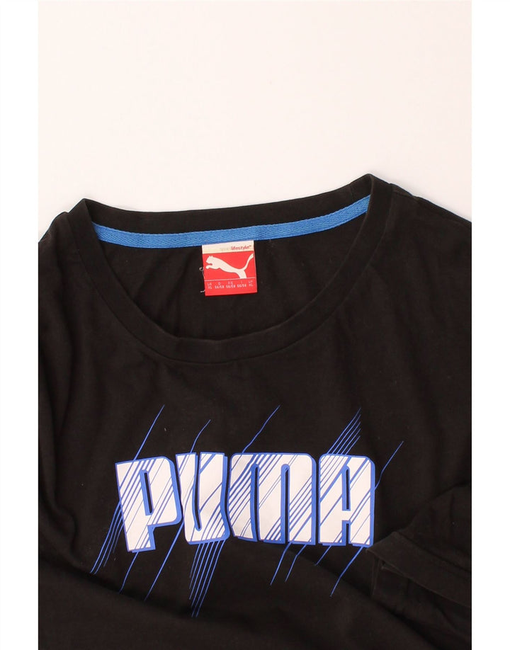 PUMA Mens Graphic T-Shirt Top XL Black Vintage Puma and Second-Hand Puma from Messina Hembry 