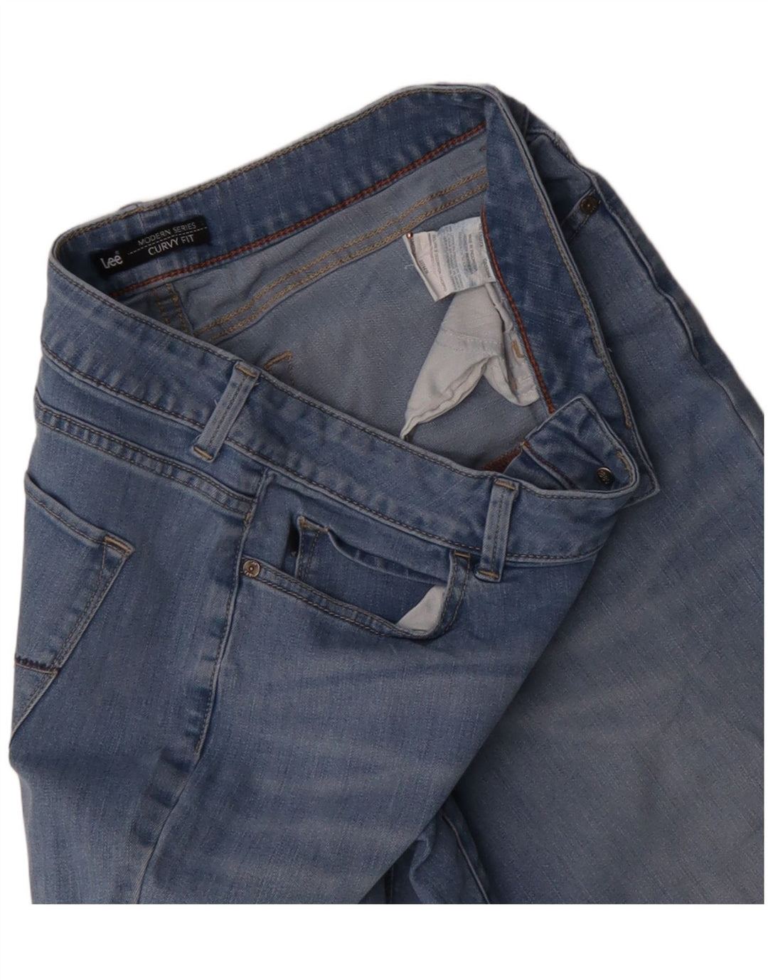 LEE Γυναικεία Μοντέρνα Σειρά Curvy Capri Jeans US 12 Large W30 L17 Blue Cotton