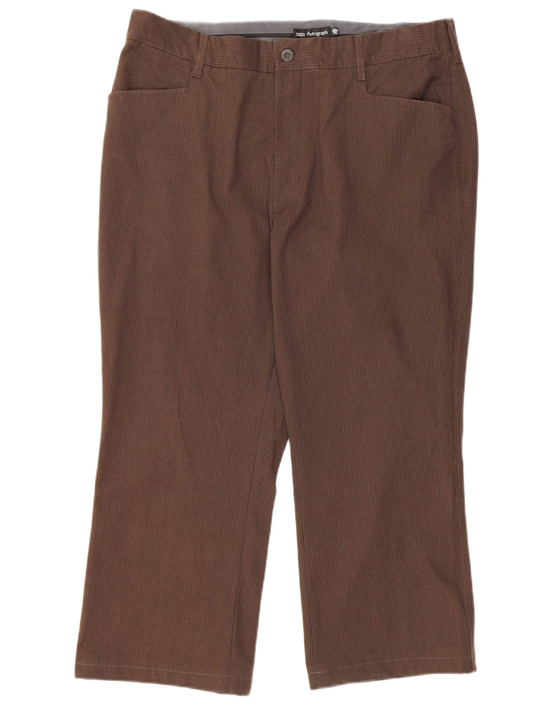 Marks & Spencer Γυναικείο Αυτόγραφο Casual Παντελόνι W38 L24 Καφέ Pinstripe