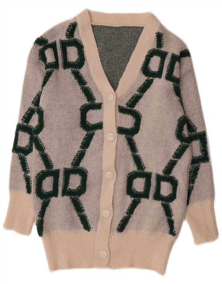 Shein Γυναικείο πουλόβερ με ζακέτα UK 10 Small Off White Geometric