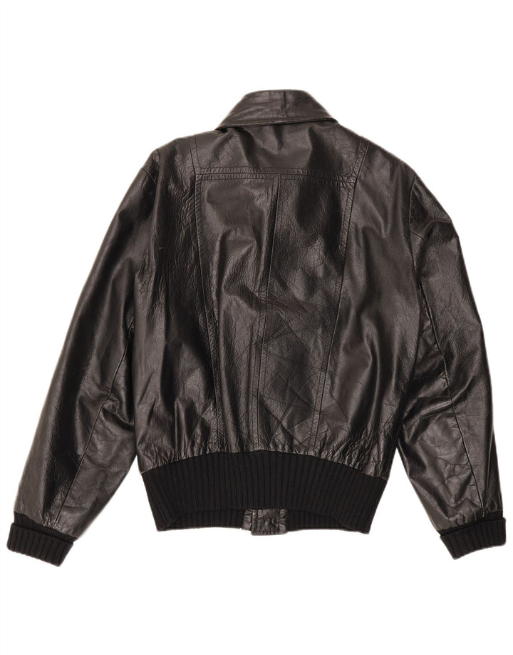 VINTAGE Ανδρικό Δερμάτινο Μπουφάν UK 36 Small Black