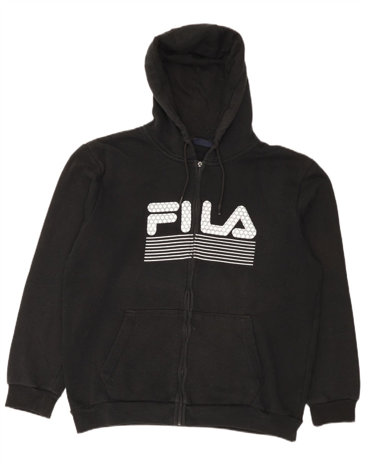 Ανδρικό πουλόβερ με κουκούλα με φερμουάρ Fila XL μαύρο πολυεστέρα