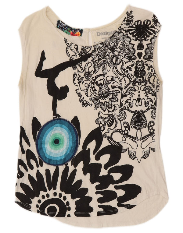 DESIGUAL Womens Cirque Du Soleil Graphic Vest Top UK 14 Large White