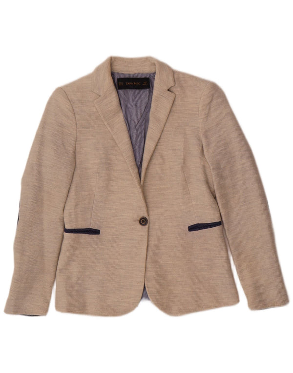 Zara Γυναικείο μπουφάν blazer 1 κουμπιού UK 12 Medium Beige Polyester