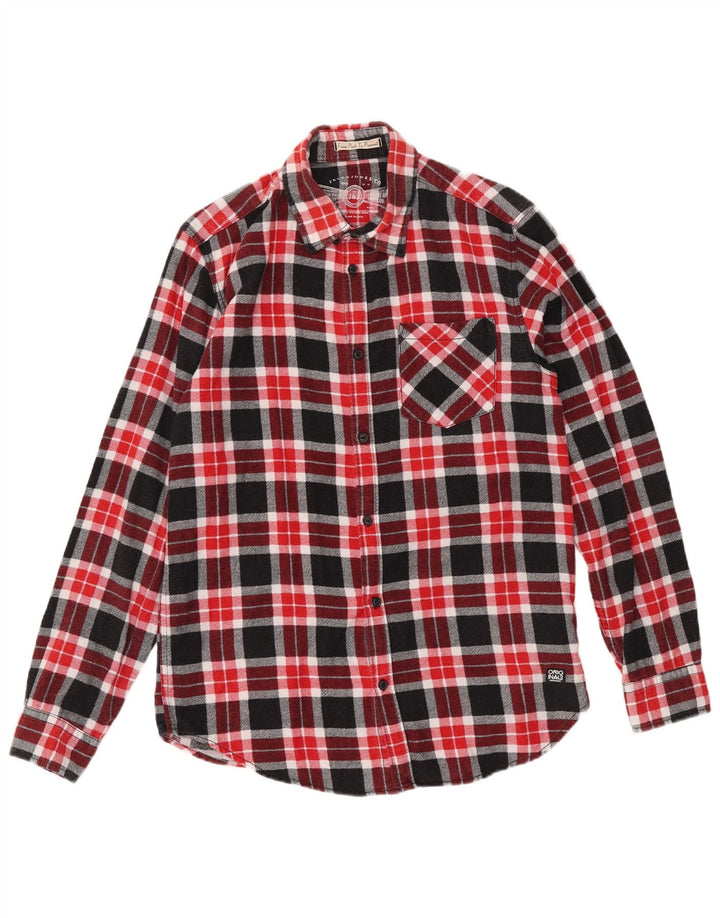 Ανδρικό φανελένιο πουκάμισο JACK & JONES, μεσαίο κόκκινο βαμβακερό