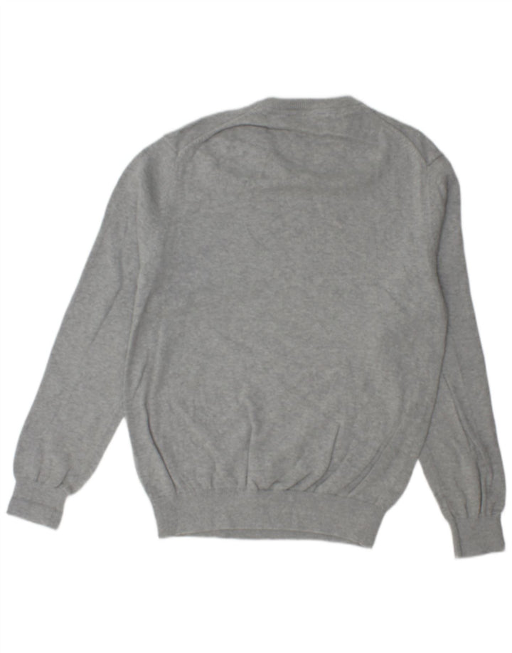 CREW CLOTHING Ανδρικό πουλόβερ πουλόβερ με λαιμόκοψη σε μεσαίο γκρι βαμβάκι