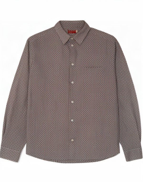 Guess Mens Shirt Large Blue Geometric Cotton