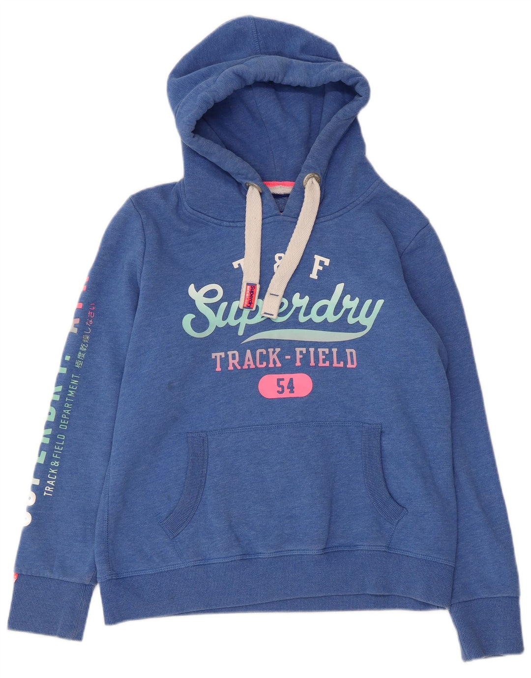 Γυναικείο γραφικό κουκούλα SUPERDRY UK 16 Large Blue Flecked Cotton