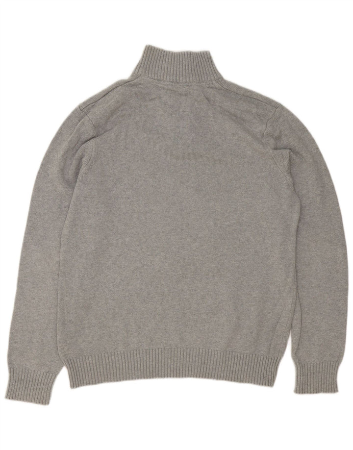 Crew Clothing Ανδρικό πουλόβερ με λαιμό με κουμπιά μεγάλο γκρι βαμβακερό