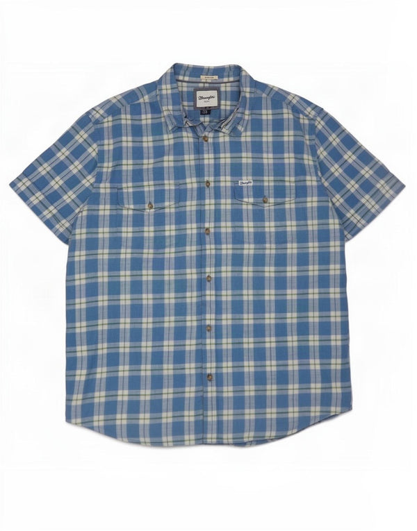 Ανδρικό κοντομάνικο πουκάμισο Wrangler 2XL Blue Check Cotton