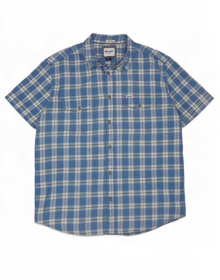 Ανδρικό κοντομάνικο πουκάμισο Wrangler 2XL Blue Check Cotton