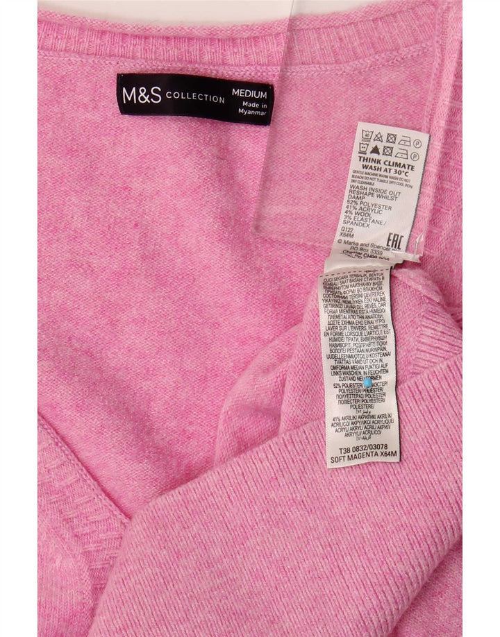 Marks & Spencer Γυναικείο πουλόβερ με λαιμόκοψη μεγάλου μεγέθους UK 14 Μεσαίο ροζ