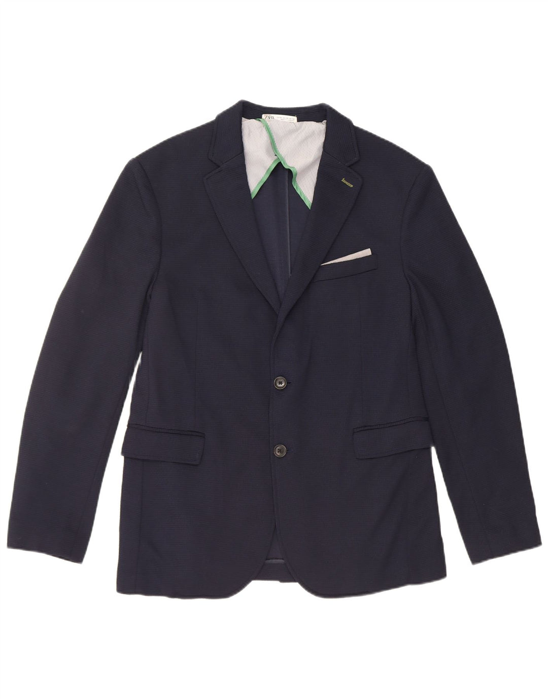 ZARA Mens 2 Button Blazer Jacket EU 50 Medium Navy Blue Polyester