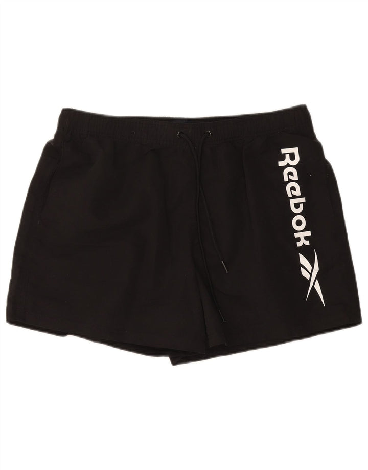 Ανδρικό γραφικό αθλητικό σορτς Reebok μεγάλο μαύρο πολυεστέρα