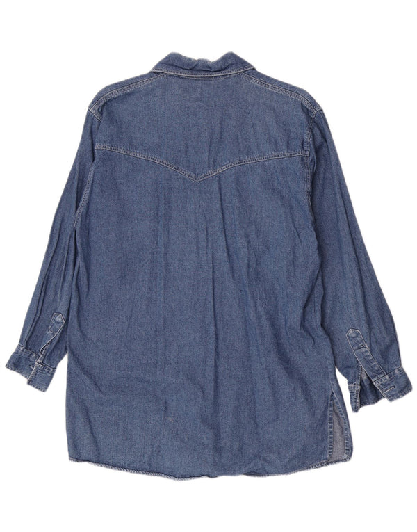 Vintage Γυναικείο Longline Τζιν Μπλουζάκι EU 40 Medium Blue Cotton