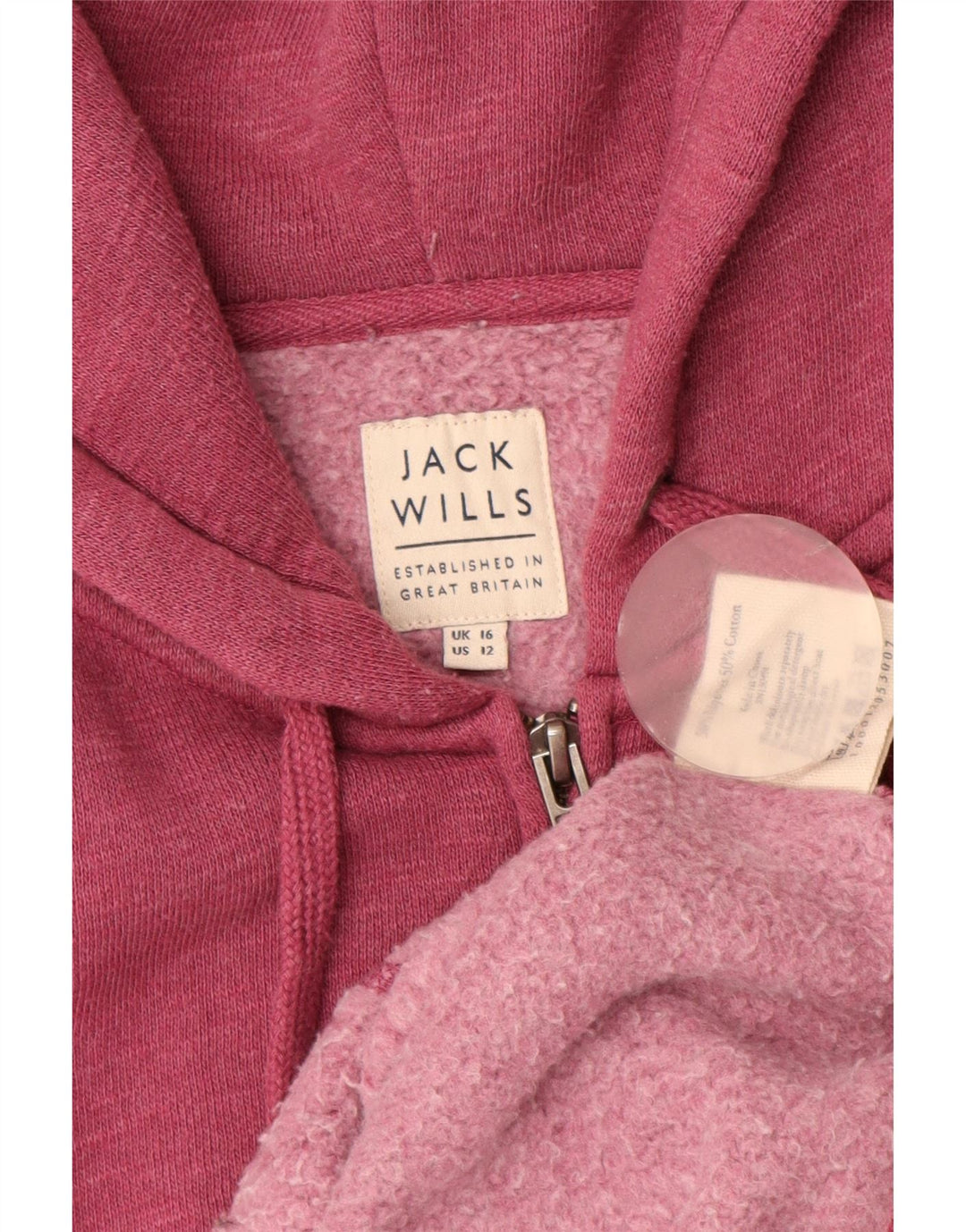 JACK WILLS Γυναικείο πουλόβερ με κουκούλα με φερμουάρ UK 16 Μεγάλο μπορντό φλεκ
