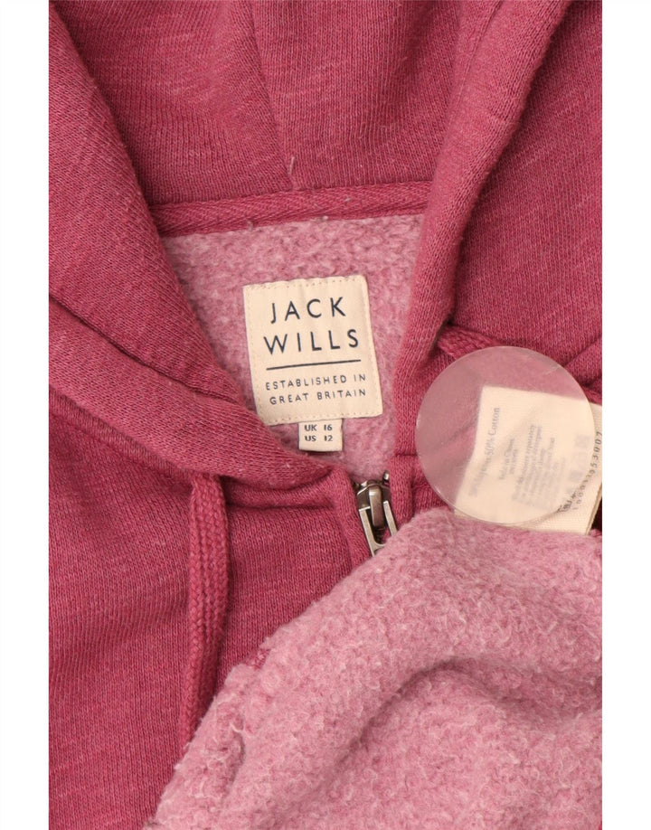 JACK WILLS Γυναικείο πουλόβερ με κουκούλα με φερμουάρ UK 16 Μεγάλο μπορντό φλεκ