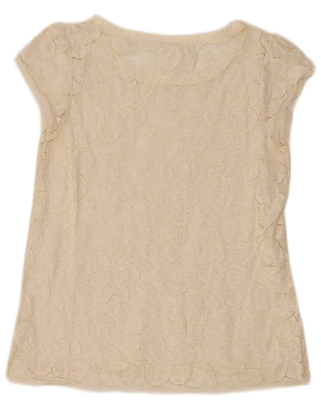 Zara Γυναικεία Δαντελένια Μπλούζα Τοπ UK 12 Medium Off White Floral