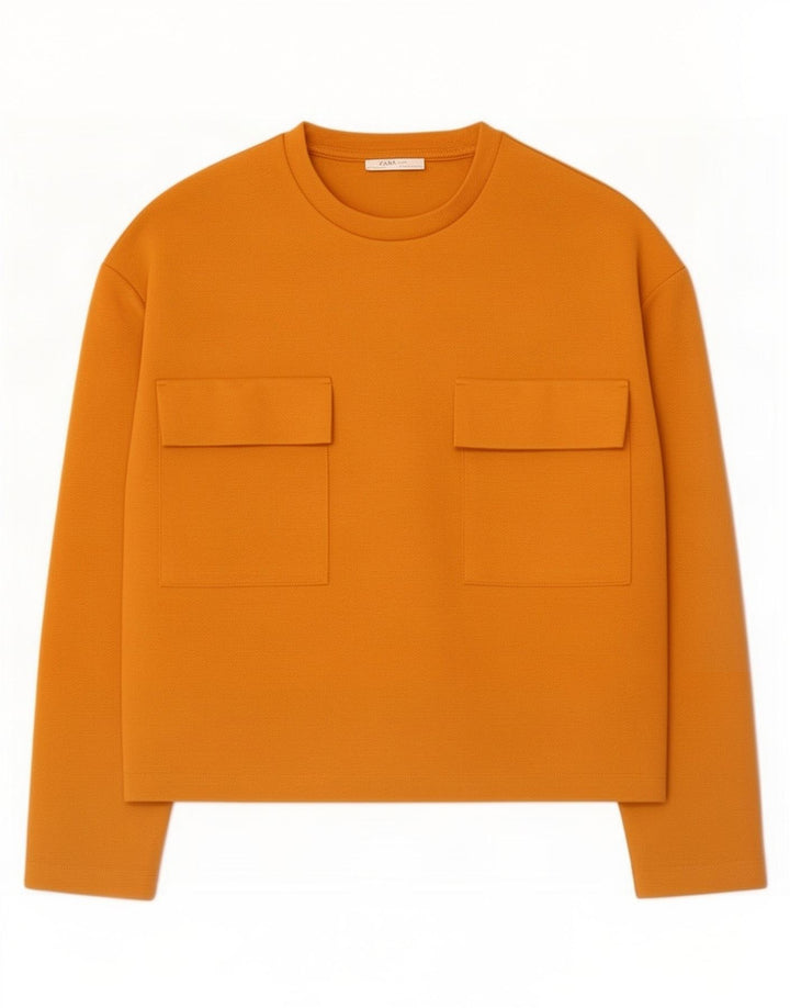 Zara γυναικείο τοπ μακρυμάνικο UK 14 Medium Orange