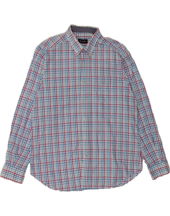 MASSIMO DUTTI Mens Shirt 2XL Blue Check Vintage Massimo Dutti and Second-Hand Massimo Dutti from Messina Hembry 