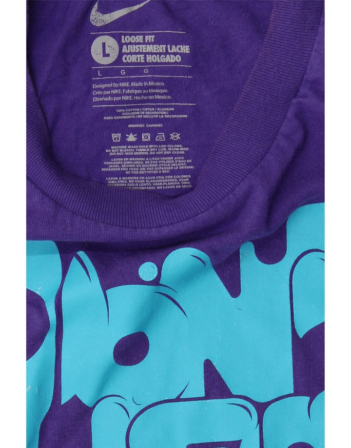 NIKE Mens Graphic T-Shirt Top Large Purple Cotton