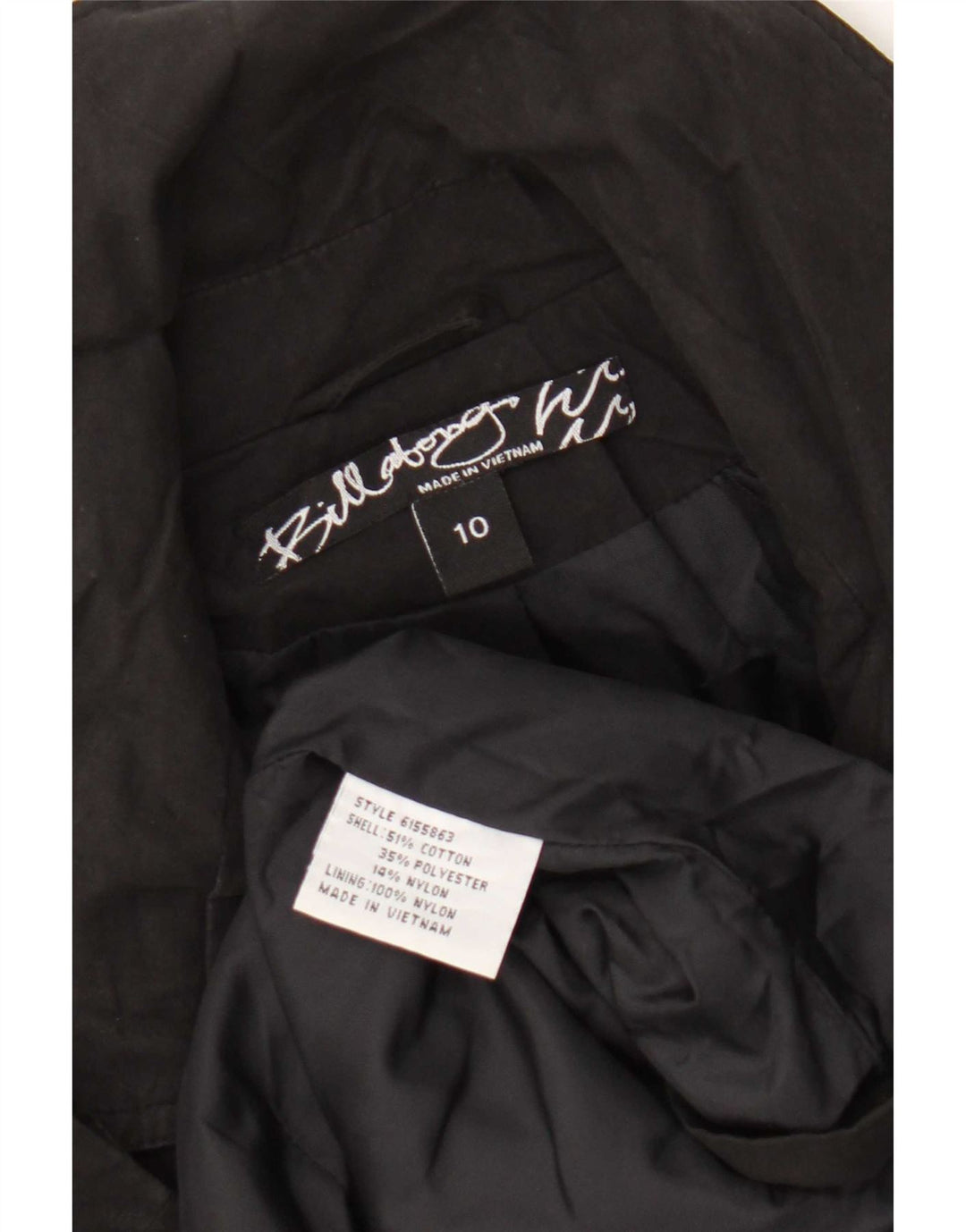 Billabong Γυναικείο παλτό με διπλό στήθος UK 10 Small μαύρο βαμβακερό