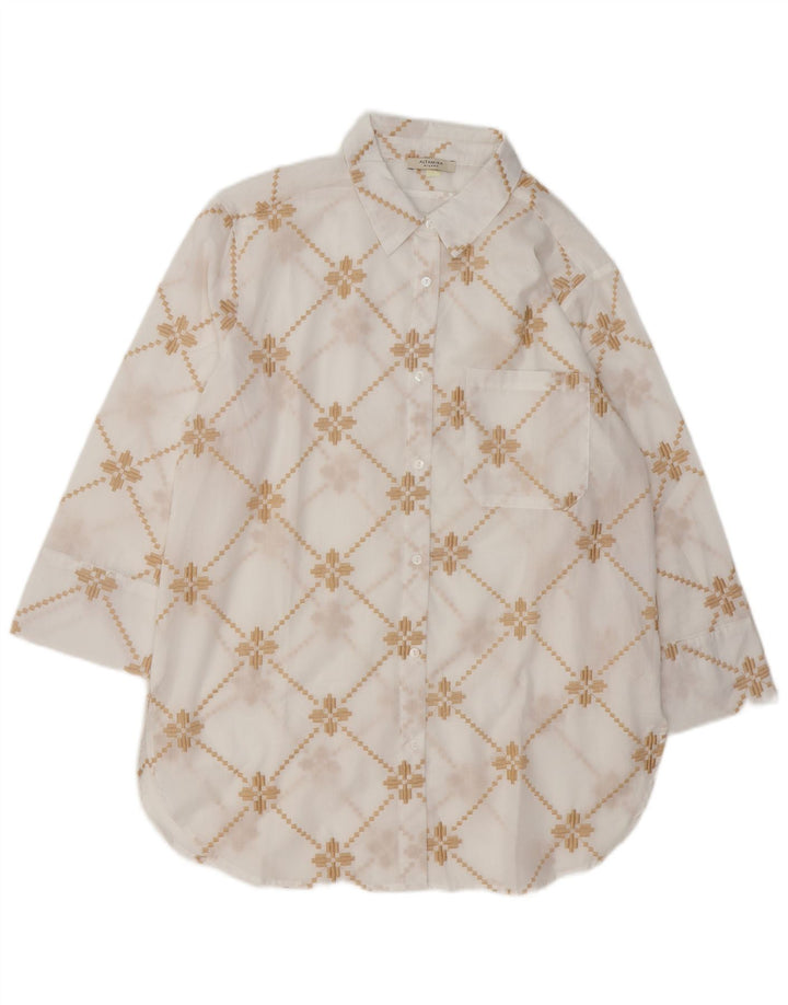 ALTAMIRA Γυναικείο πουκάμισο Oversized UK 14 Μεσαίο λευκό γεωμετρικό βαμβάκι