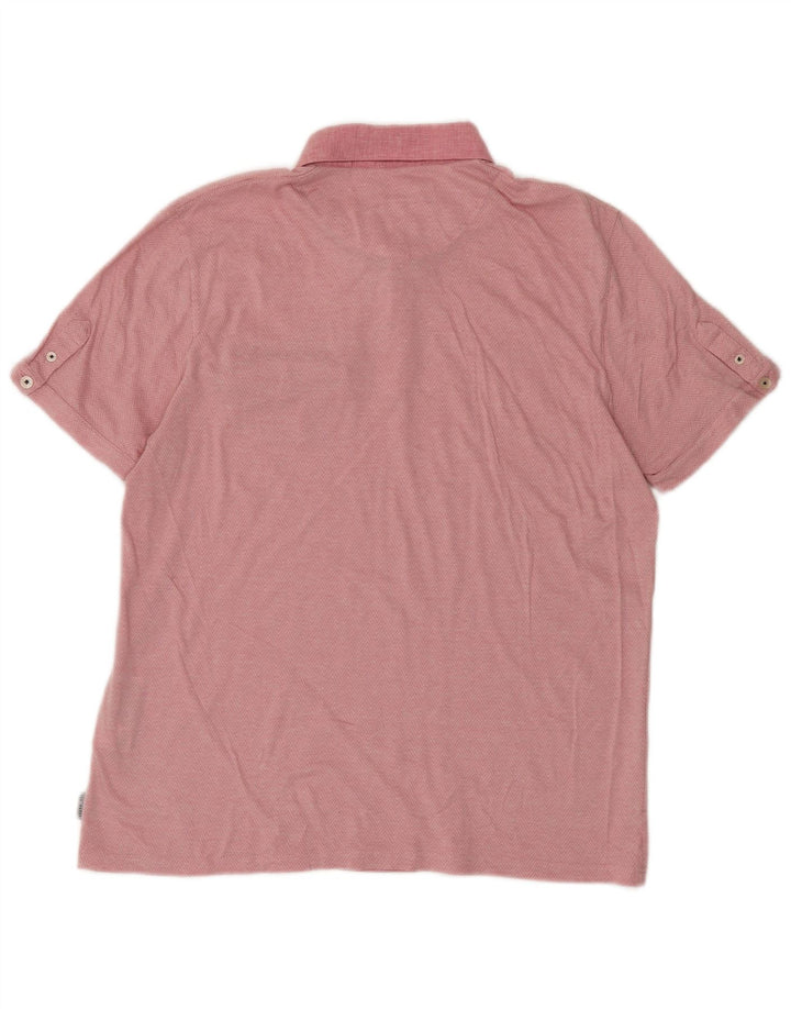 Ted Baker Ανδρικό Πόλο Μπλουζάκι Νούμερο 4 Μεγάλο Ροζ Chevron Βαμβακερό