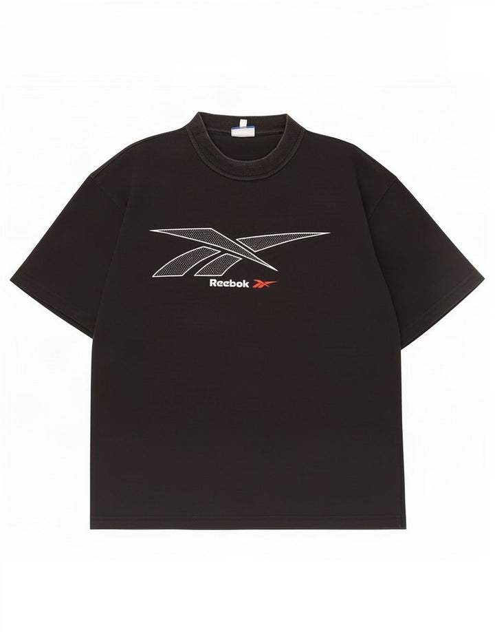 Ανδρικό γραφικό T-Shirt Reebok Top Μεσαίο μαύρο βαμβακερό