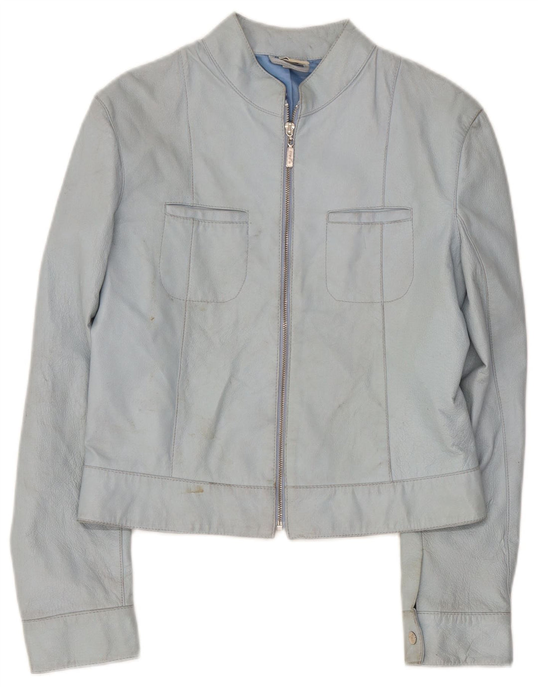 Vintage Γυναικείο Δερμάτινο Μπουφάν UK 14 Medium Blue Leather