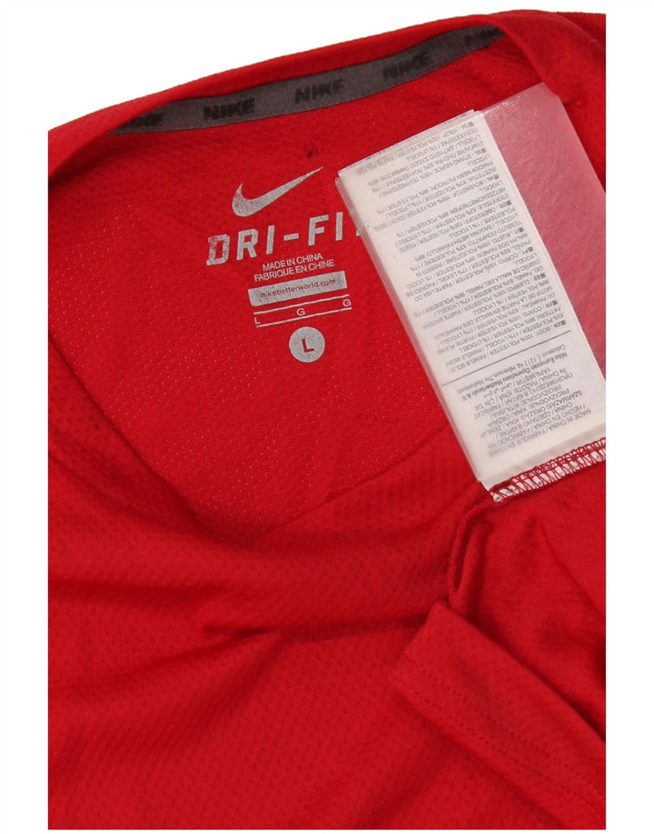 Ανδρικό μπλουζάκι Nike Dri Fit Top Large Red Colorblock Πολυεστέρας