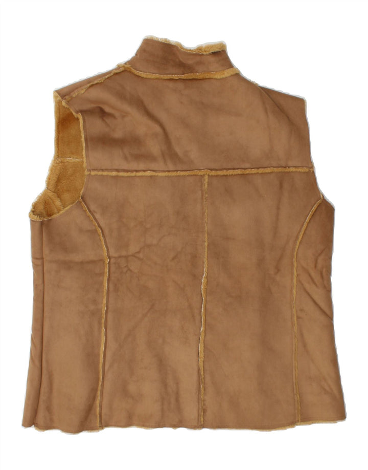 D.E.C.K. BY DECOLLAGE Womens Sherpa Gilet UK 16 Large Brown Polyester Vintage D.e.c.k. By Decollage and Second-Hand D.e.c.k. By Decollage from Messina Hembry 