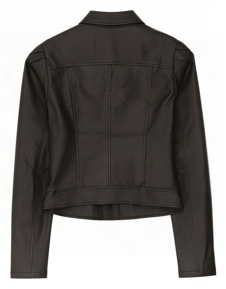 Lipsy Γυναικείο Faux Leather Biker Jacket UK 8 Small Black Polyester