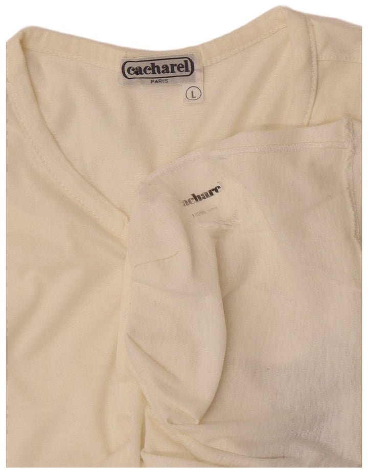Cacharel Ανδρικό γραφικό T-Shirt Top Large White Colourblock Βαμβακερό
